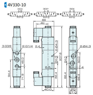 Solenoid Valf 4V330C-08 Hava için AIRTAC 0.15 ila 0.8 MPa 21 ila 114 Psi Sıvı Hava