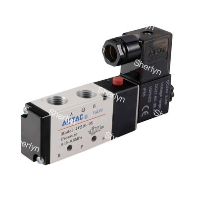 AIRTAC DC24V Solenoid Valfi İki Konumlu Beş Yollu Yön Değiştirme Valfi, IP65 Koruma Sınıfı