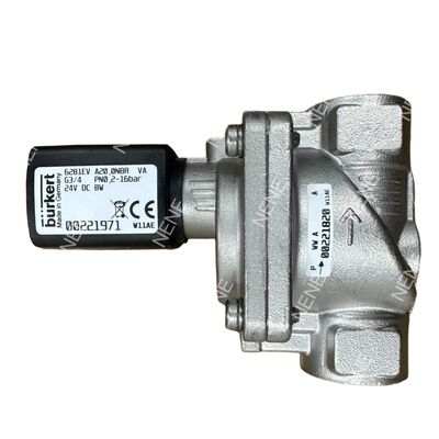 FKM Seal Yüksek Sıcaklıklı Solenoid Valf BURKERT Tip 6281 00322513 G1/4 Port 2/2 Yol Normalde Kapalı Bakır Beden 10.0 Açıklık AC220V 8W 0.2-16bar 0 ila +120°C