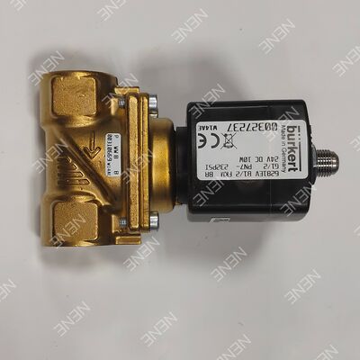 Yüksek Sıcaklık Geniş Orifis Solenoid Valf BURKERT Tip 6281 00221879 G3/4 2/2 NC Pirinç Gövde FKM Conta 20.0 Akış Orifisi AC220V 8W 0.2-16bar 0 ila +120°C