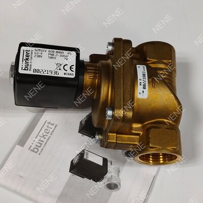 Yüksek Sıcaklık Geniş Orifis Solenoid Valf BURKERT Tip 6281 00221879 G3/4 2/2 NC Pirinç Gövde FKM Conta 20.0 Akış Orifisi AC220V 8W 0.2-16bar 0 ila +120°C