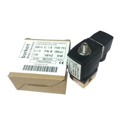 Burkert 00134240 Solenoid Valf 6013 Doğrudan Etkili G1/8 2/2 NC 2.5mm Ağız FKM Conta Pirinç Gövde 24VDC 8W 0-10bar