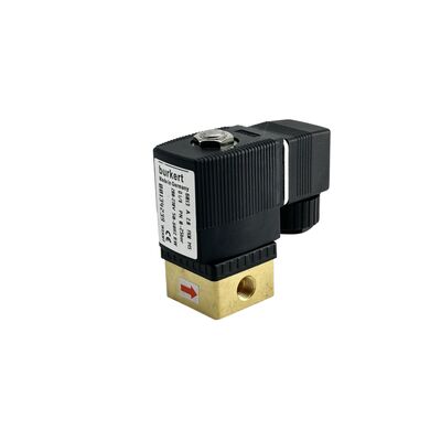 220VAC 8W 0-16bar Solenoid Valf Burkert 00134248, 6013 Doğrudan Etkili 2/2 Normalde Kapalı, G1/8 Diş, 2.5mm Ağız, Pirinç Gövde FKM Conta