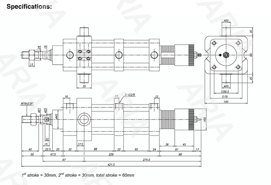 NNFA063/0050/0010TC(S) ISO 6432 Uluslararası Standart ASCO Solenoid Valf NNS Serisi Çift Eylemli Tek Çubuk İdeal