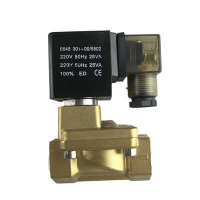 PU225-04 Çalıştırma için Pirinç Gövde Malzemesi Bağlantı Noktası Boyutu 3/8" ila 2" Olan 2/2 Yollu Normalde Kapalı Pnömatik Solenoid Valf