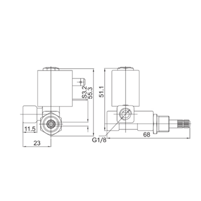55CA-04 Doğrudan Eylemli Pnömatik Solenoid Valf 1/8 'Tamır Beden ve 2.0 mm Açıklık Boyutu Normalde Kapalı 2 Yol