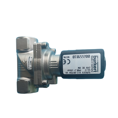 Burkert 6281 Serisi 2/2 Way NC Servo Diaphragm Solenoid Valve ile donatılmıştır G1/4 G3/8 Port Sıcaklığa Dirençli FKM Sıvı Paslanmaz Çelik Ev 10mm Açıklık 00323894 00323968 00323971 00323972