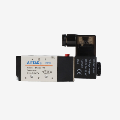 Airtac 4V110-M5 5/2 Yollu Dahili Pilotlu Pnömatik Solenoid Valf M5 Dişli Port IP65 Koruması 0.15-0.8Mpa Çalışma Basıncı 1.2Mpa Dayanım Basıncı Yağlama Gerektirmez