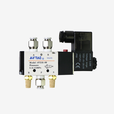 Airtac 4V110-06 Sliding Spool Air Solenoid Valve Aluminum Alloy Body No Lubrication Required Manual Override For Cylinder Pneumatic Circuit Drive