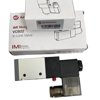 Şişirme Kalıplama Makinesi için Yay Geri Dönüşlü Solenoid Valf NORGREN VCB22B417A-AB219J G1/4 AC220V 3/2 NC Pnömatik Yön Valfi