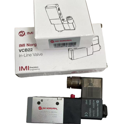 Şişirme Kalıplama Makinesi için Yay Geri Dönüşlü Solenoid Valf NORGREN VCB22B417A-AB219J G1/4 AC220V 3/2 NC Pnömatik Yön Valfi