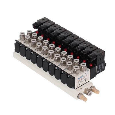 Airtac 4V210-08 Yön Kontrollü Solenoid Valf Montajı 7 ila 10 İstasyonlu Kombine Valf Paketi Kısa Akış Yolu Düşük Hava Kaçağı Çok Kanallı Hava Kontrol Sistemi İçin