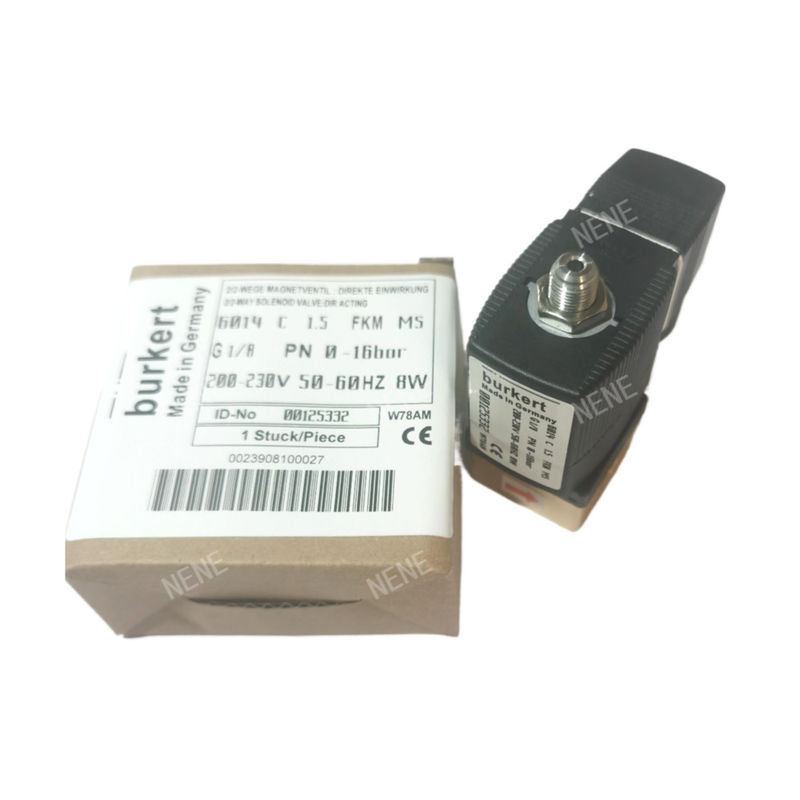 G1/4 Burkert Solenoid Valf 00125302 6013 Tip Doğrudan Eylemli Inç 2/2 Normalde Kapalı 3.0 Akış Deliği FKM Kapalı Bakır Valf Vücudu 24VAC 8W 0~10bar