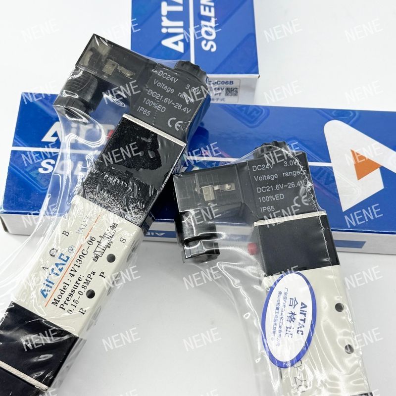 5 Yolu 3 Konumu 4V130E-06 Hava sıvısı AIRTAC Alüminyum alaşımlı vücutlu solenoid valfi