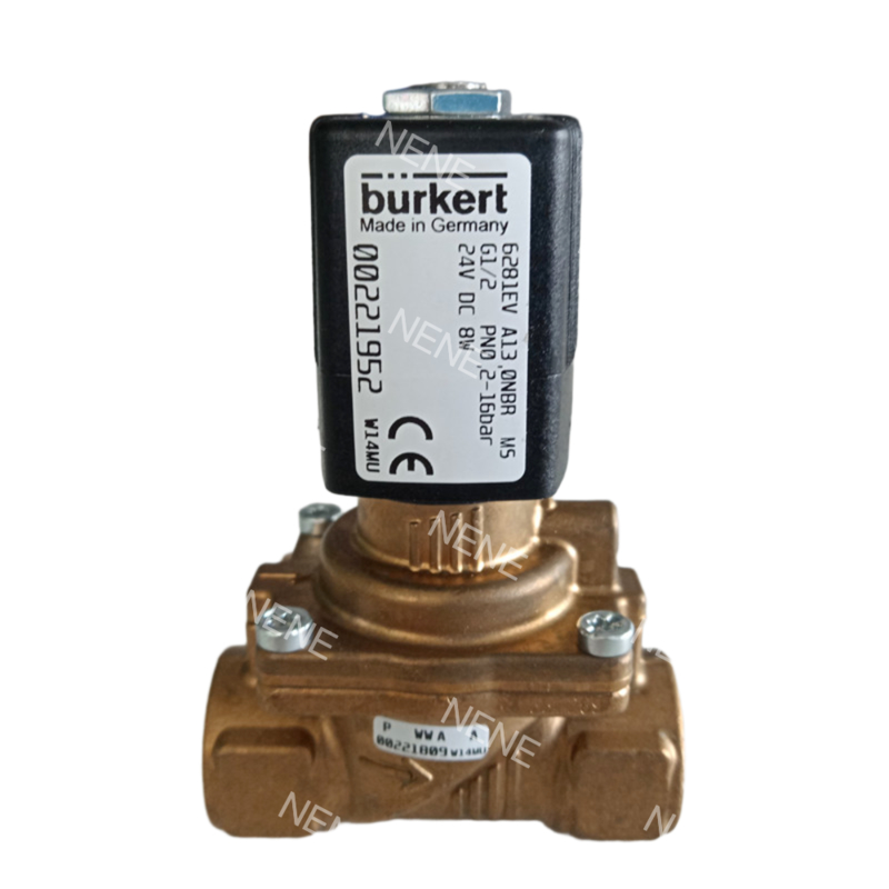 Burkert Solenoid Kontrol Vanası 00322502 6281 G3/8 2/2 Normalde Kapalı 10.0 Akış Deliği NBR Contalı Pirinç Vana Gövdesi DC24V 8W 0.2-16bar -10~+80 ℃