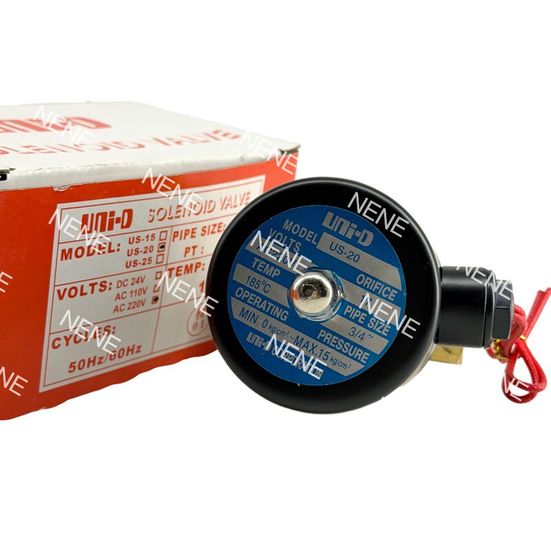 US-20 UNID 3/4" Pirinç Pistonlu Pnömatik Solenoid Valf -5°C ~ 185°C Su Vanası