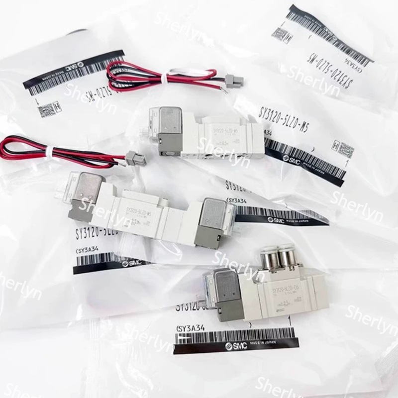 Uzun vuruşlu konveyör kilitleme silindir kontrolü için yerleşik manuel geçersiz SMC SY3220-5LZD-M5 DC24V hava valfi