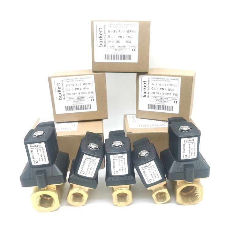 20mm Geniş Akış Delikli NBR Mühürlü Burkert 6213 Solenoid Valf 00221633, G3/4 Normalde Kapalı 2/2 Yollu Pirinç Gövde AC220V 8W, Çalışma Sıcaklığı -10~80°C 0-10bar