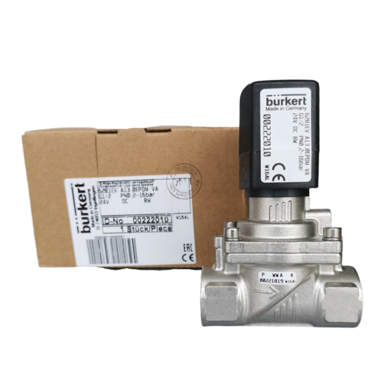 Isıya Dayanıklı FKM Mühürlü Solenoid Vana Burkert 6281 Serisi G1/2 Port 13mm Açıklık Korozyon Önleyici Paslanmaz Çelik Gövde 2 Konum 2 Yollu NC 00228387 00228388 00228389