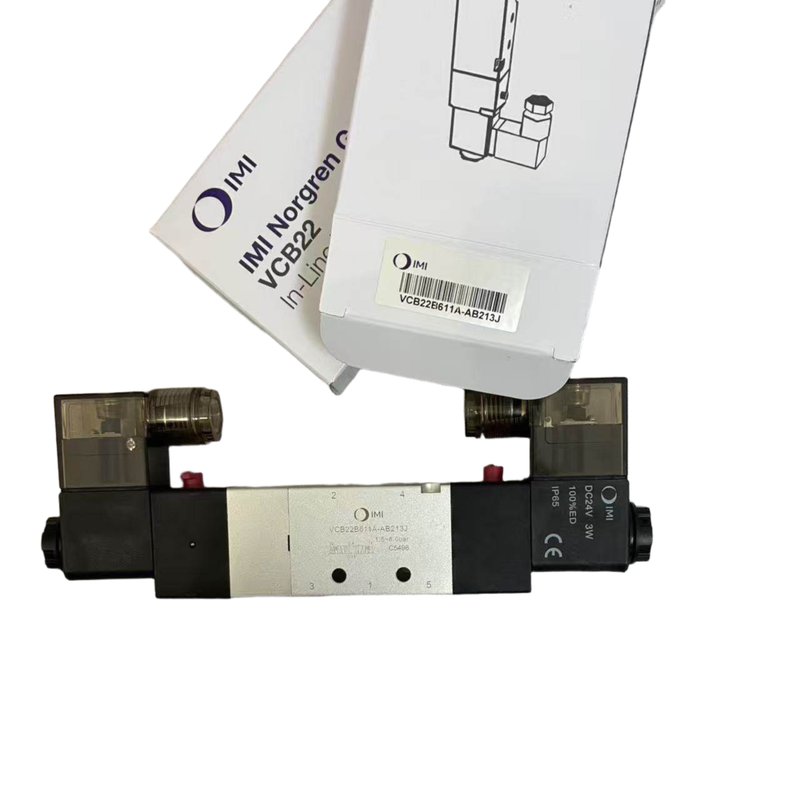 5/3 Kapalı Merkez Solenoid Valf NORGREN VCB22B611A-AB213J G1/4 24VDC Çift Solenoid Konumlandırma Valfi Yüzer Kelepçeleme İçin 5 Port 3 Pozisyon