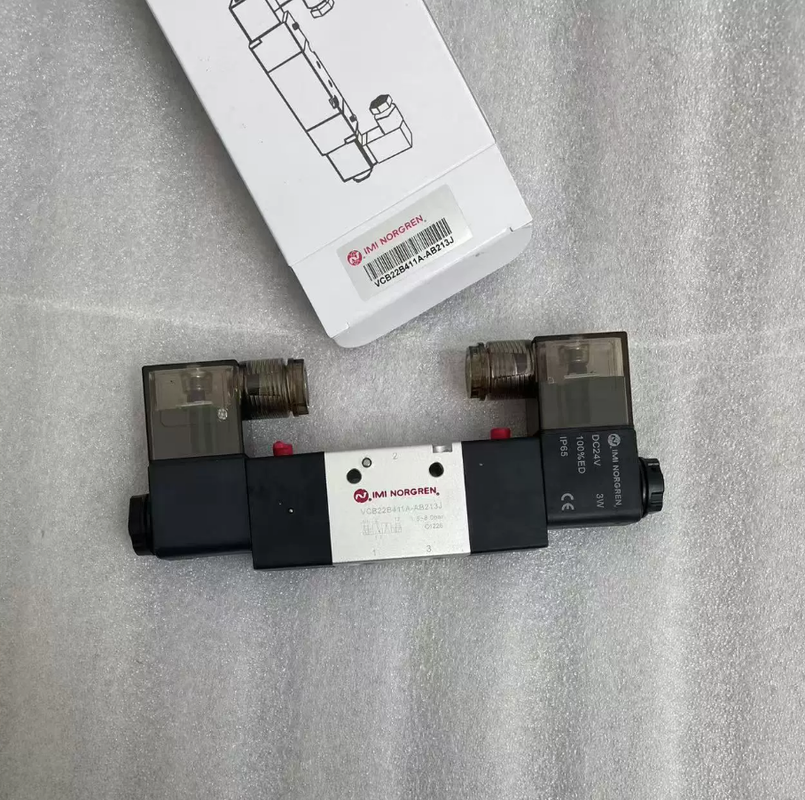 Pnömatik Yön Kontrol Valfi Makaralı Tip VCB22B411A-AB213J Norgren G1/4 24VDC, Paketleme Makineleri Yedek Valfi