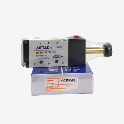 Airtac 4V210-08 Tekli Valf Gövdesi 5/2 Yollu Pnömatik Yön Kontrol Vanası 1/4 İnç Dişli Port Alüminyum Alaşımlı Kayar Makaralı Ayrı Bobin Montajı Değişimi İçin