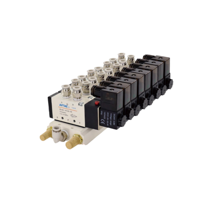 Airtac 4V310-08 Pnömatik Kontrol Solenoid Valf Manifold Kit 7 8 9 10 İstasyon Valf Adası Manual Override Fonksiyonu Makine Hata Yönlendirmesi İçin Çoklu Voltaj Seçenekleri